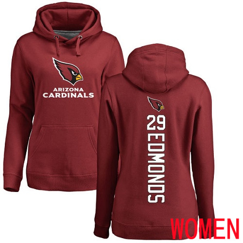 Arizona Cardinals Maroon Women Chase Edmonds Backer NFL Football #29 Pullover Hoodie Sweatshirts